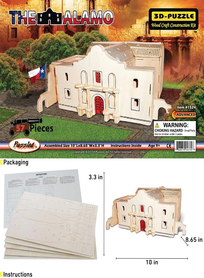 Puzzled The Alamo 3D Puzzle Wood Building Kit - 3D Wooden Puzzle Model Building Kits for Kids and Adults, Fun Educational Construction DIY Wooden Projects, Paint and Build Craft Toy - 57 Pieces - Image 2